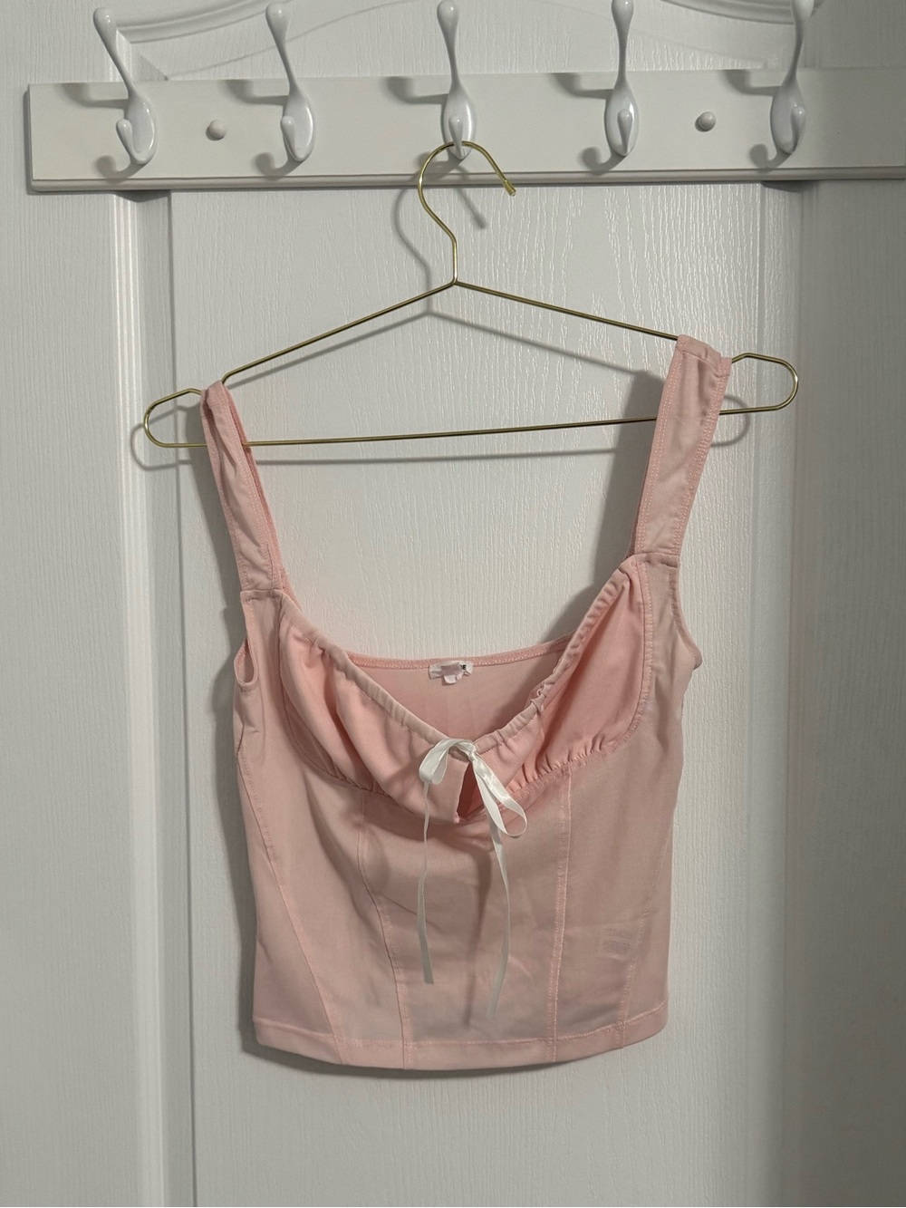 Garage Pale Pink Tie-Front Crop Camisole